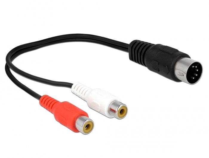 Câble de raccordement Delock 85835 Cinch-RCA audio [1x DIN mâle 5 pôles - 2x Cinch-RCA femelle] 0.2 m noir-1