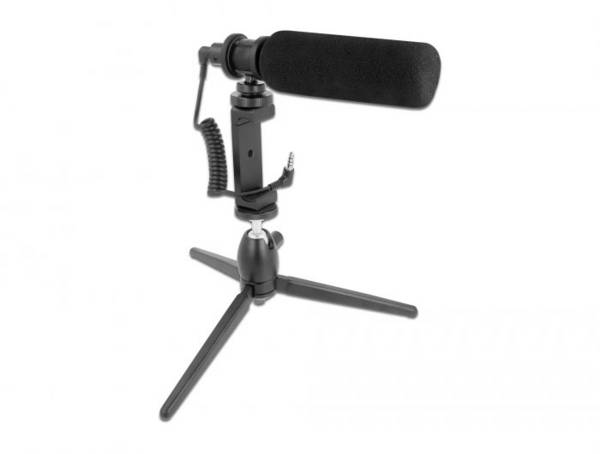 Sur pied Micro de chant Delock 66582 Type de transmission (détails):filaire avec trépied, avec pince, pied, avec câble