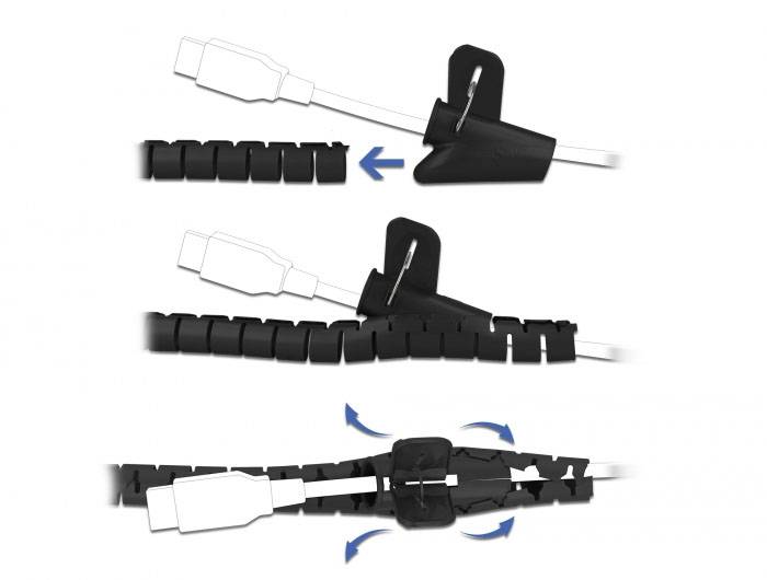 Delock Gaine spirale Polyéthylène noir (Ø x L) 30 mm x 2.5 m 1 pc(s) 18838-2