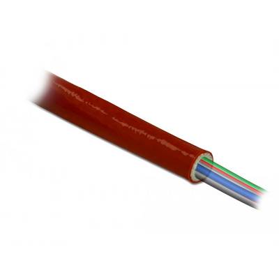 Un tube de protection rouge entoure des faisceaux de câbles de différentes couleurs, servant à isoler et protéger les lignes électriques.
