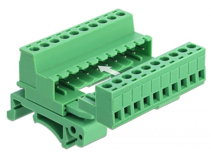 Delock réseau informatique Adaptateur Câble [1x barrette femelle 10 pôles - 1x borne à vis] vert-2