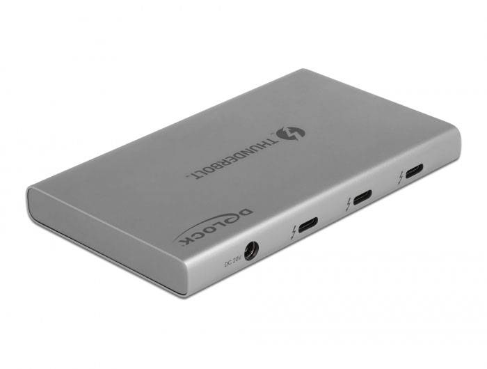 Delock 64157 Hub USB 3+1 ports Thunderbolt 4, USB-A, prise femelle DC 3,5 mm Thunderbolt™ 4 40 GBit/s avec fiche mâle US-1