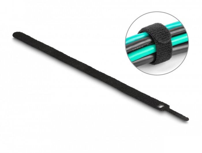 Delock Collier de serrage auto-agrippant (L x l) 300 mm x 12 mm noir 10 pc(s)-1