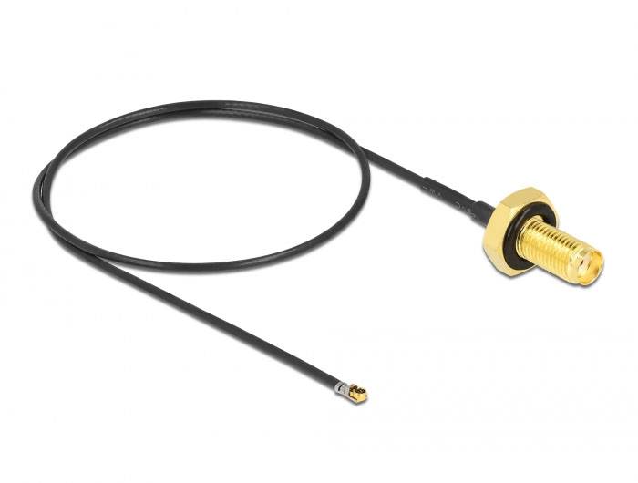 Câble de raccordement Delock antenne WiFi [1x SMA femelle - 1x IPEX mâle] 0.35 m noir-1