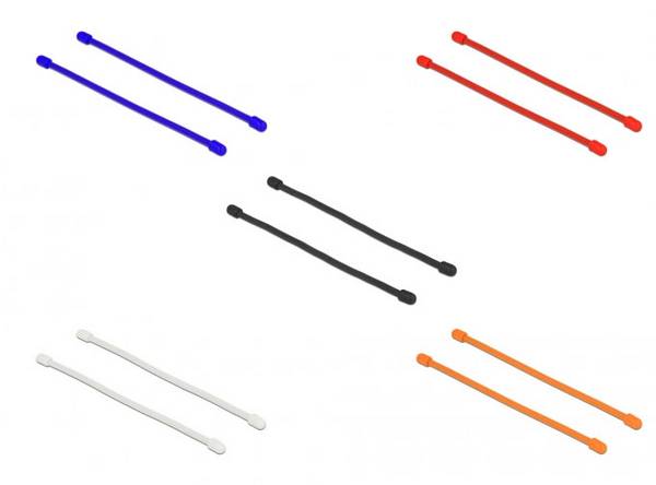 Delock 18970 Assortiment de serre-câbles 80 mm 4 mm noir, bleu, orange, rouge, blanc réouvrable, réutilisable 10 pc(s)