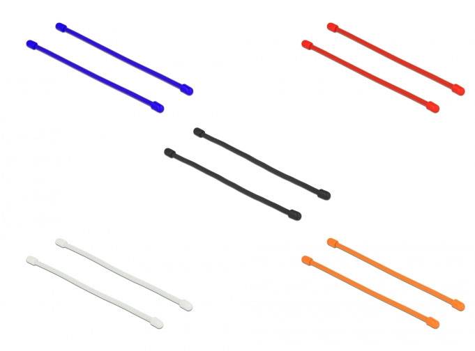 Delock 18970 Assortiment de serre-câbles 80 mm 4 mm noir, bleu, orange, rouge, blanc réouvrable, réutilisable 10 pc(s)-1