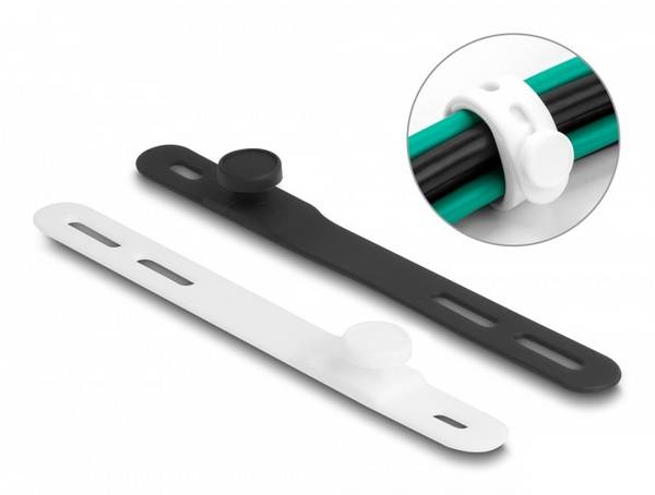 Delock 19005 Serre-câble 118 mm 12 mm noir, blanc flexible, réutilisable 10 pc(s)