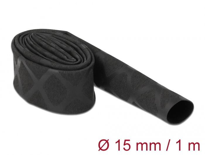 Delock 19586 Gaine thermorétractable noir 15 mm Taux de retreint:2:1 1 pc(s)-1