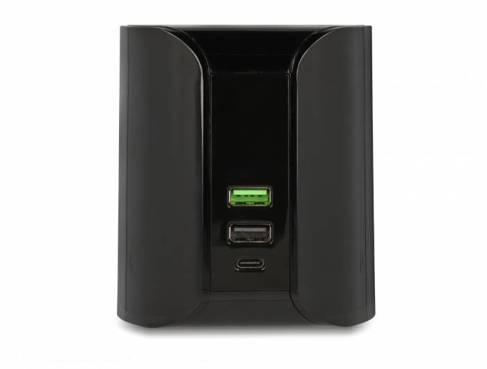 Delock 41441 Chargeur USB 58 W USB-C®, USB-A Qi Wireless Charging noir pour prise murale chargeur sans fil, chargeur rap-3