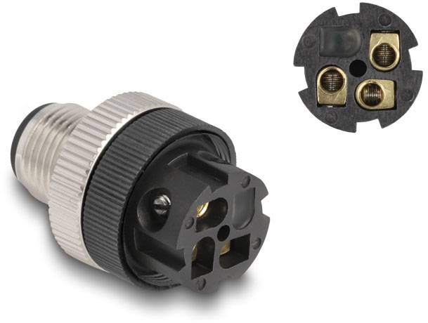 Delock M12 réseau informatique Adaptateur Câble [1x M12 mâle - 3x borne à vis] noir-2