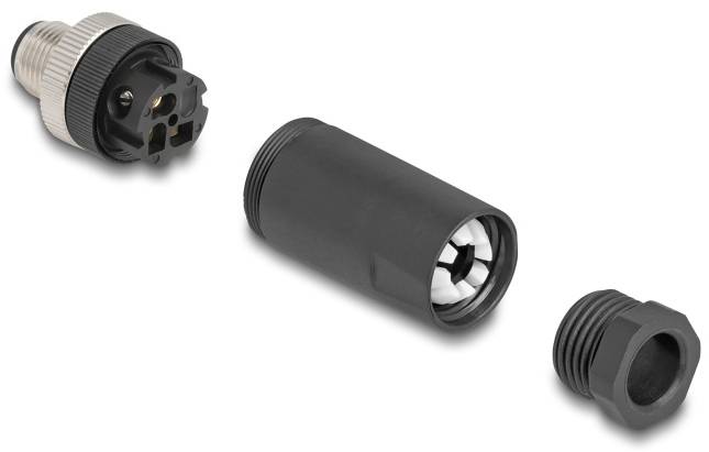 Delock M12 réseau informatique Adaptateur Câble [1x M12 mâle - 3x borne à vis] noir-3