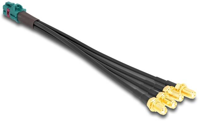 Câble de raccordement Delock antenne WiFi [1x Fakra femelle - 4x SMA femelle] 0.2 m noir-2
