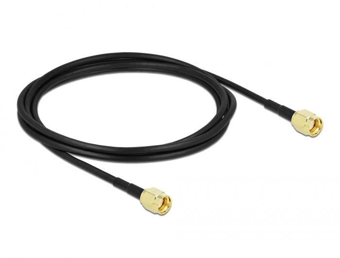 Câble de raccordement Delock antenne WiFi [1x fiche mâle RPSMA - 1x fiche mâle RPSMA] 2 m noir-0
