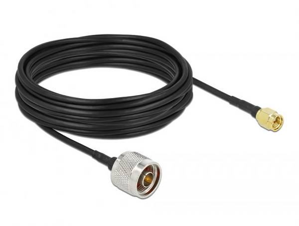 Câble de raccordement Delock antenne WiFi [1x N mâle - 1x SMA mâle] 10 m noir
