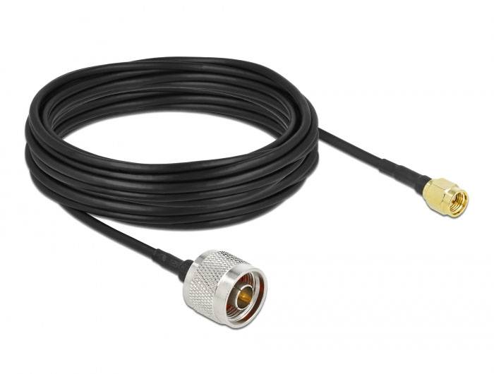 Câble de raccordement Delock antenne WiFi [1x N mâle - 1x SMA mâle] 10 m noir-1