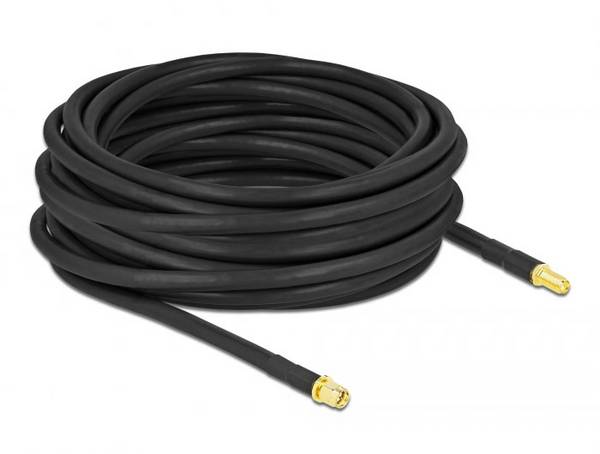 Câble de raccordement Delock antenne WiFi [1x SMA mâle - 1x SMA femelle] 10 m noir