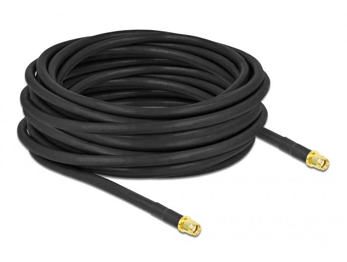 Câble de raccordement Delock antenne WiFi [1x fiche mâle RPSMA - 1x fiche mâle RPSMA] 10 m noir-0