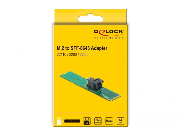 Delock série Adaptateur [1x Mâle M.2 clé M - 1x Mini SAS femelle (SFF-8643)] vert-3