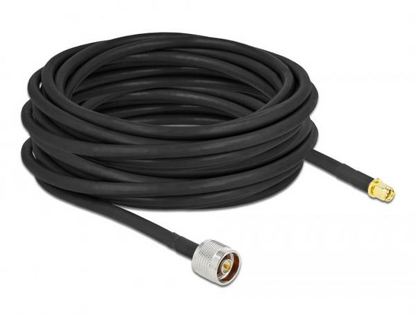 Câble de raccordement Delock antenne WiFi [1x N mâle - 1x SMA mâle] 10 m noir