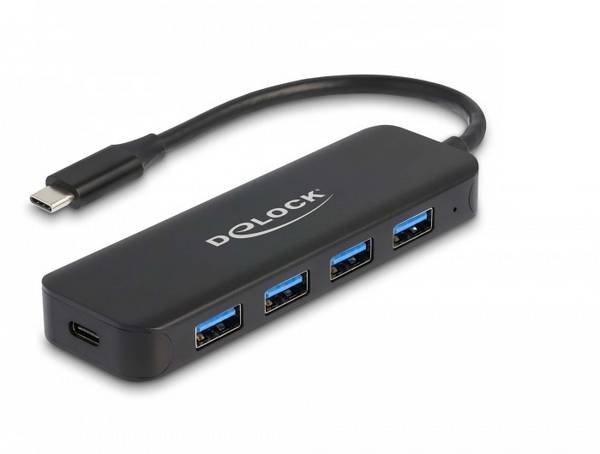 Delock 64170 Hub USB 4 ports USB-A USB 3.2 Gen1 5 GBit/s avec fiche mâle USB-C noir 64170