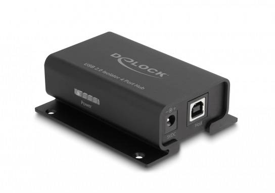 Delock 64226 Hub USB 4 ports USB-A, prise femelle DC 3,5 mm USB 2.0 480 MBit/s noir 64226-0