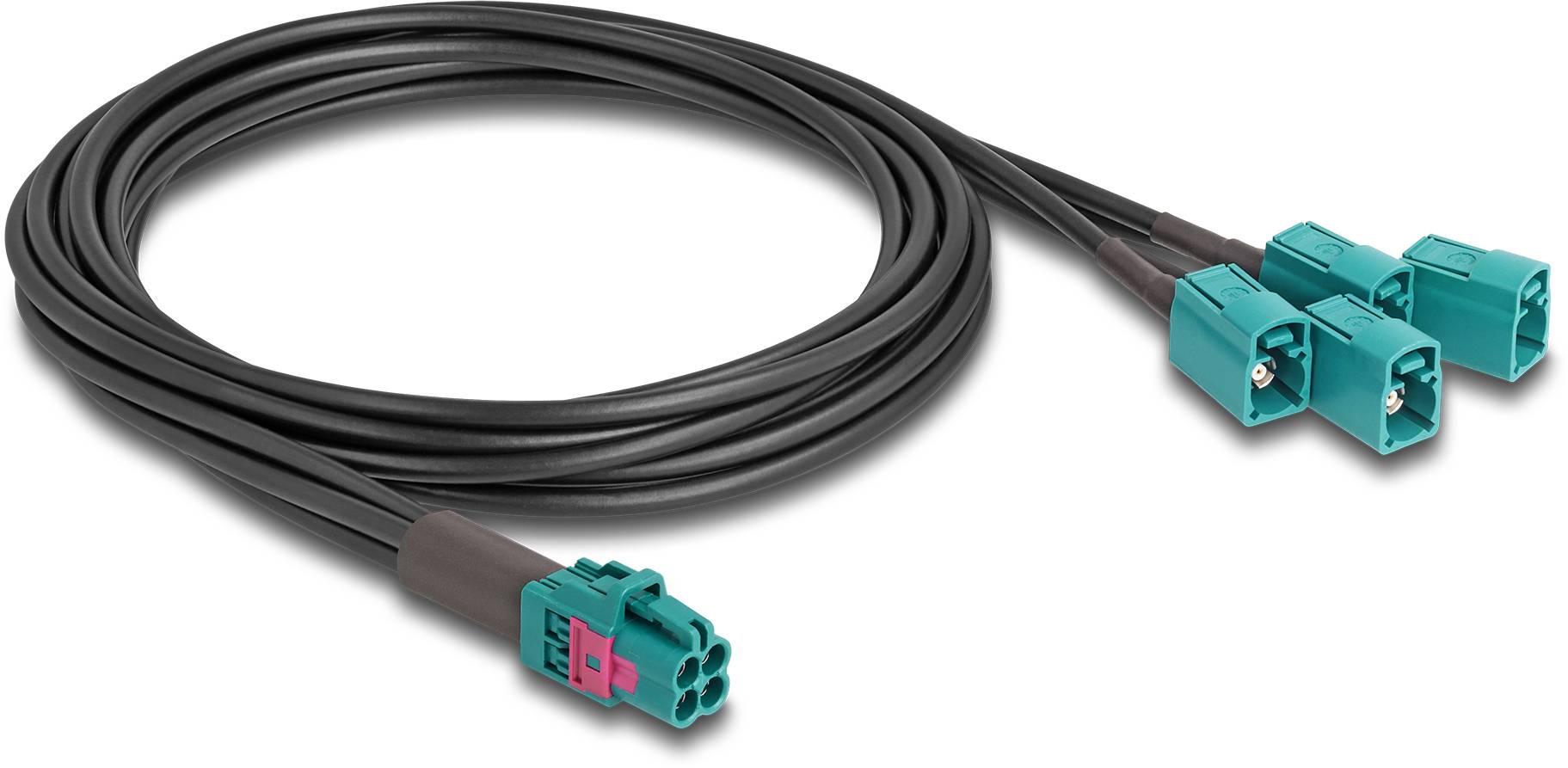 Câble de raccordement Delock antenne WiFi [1x Fakra femelle - 4x Fakra femelle] 1 m noir, bleu-1
