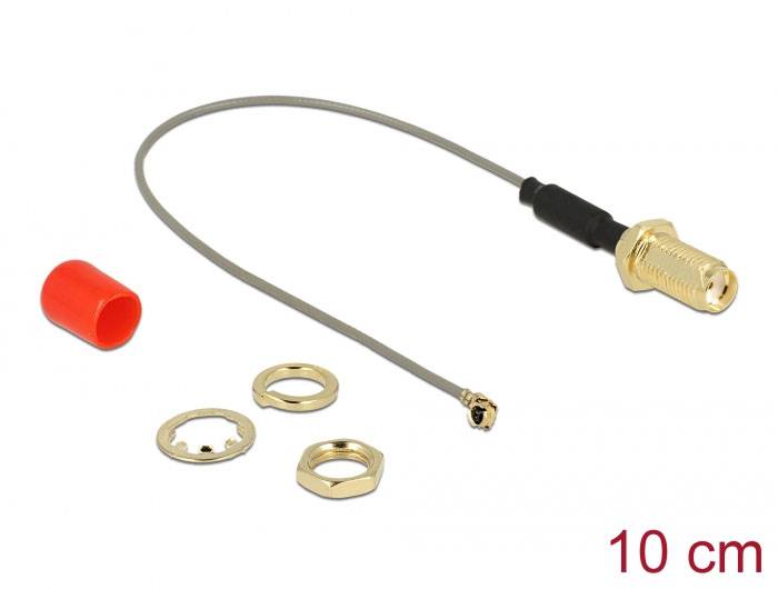 Câble de raccordement Delock antenne WiFi [1x SMA femelle - 1x IPEX mâle] 0.1 m gris-1