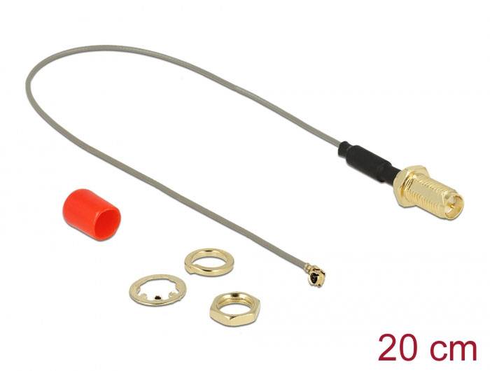 Câble de raccordement Delock antenne WiFi [1x prise RPSMA - 1x IPEX mâle] 0.2 m gris-0