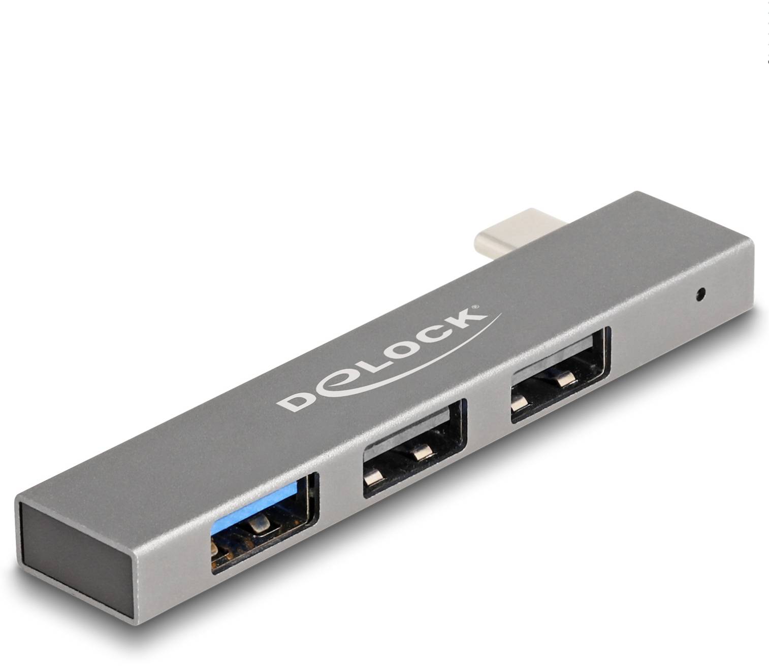 Delock 64274 Hub USB 3 ports USB-A USB 3.2 Gen2 10 GBit/s avec fiche mâle USB-C gris 64274-0