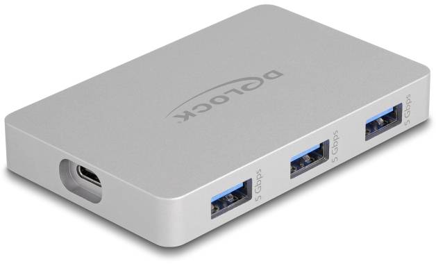 Delock 64279 Hub USB 4 + 3 ports USB-A, USB-C® USB 3.2 Gen2 10 GBit/s avec fiche mâle USB-C gris 64279-1