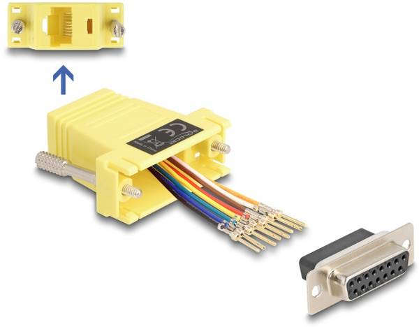 Delock 67113 VGA / RJ45 Adaptateur [1x SUB-D femelle 15 pôles - 1x RJ45 femelle] jaune