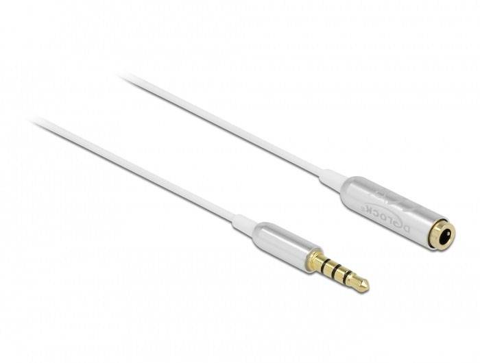 Câble de raccordement Delock 66072 Jack audio [1x Jack mâle 3.5 mm - 1x Jack femelle 3.5 mm] 0.5 m argent, blanc-0