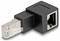Un adaptateur RJ45 noir et argenté avec connexions femelle et mâle, utilisé pour les connexions de câbles réseau.
