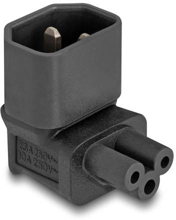 Delock 80471 Adaptateur secteur C14 mâle - Fiche femelle (forme de trèfle) C5 Nombre total de pôles: 3 noir 1 pc(s) Bag-1