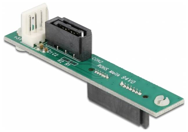 Un module de circuit électronique vert avec des connecteurs et l'inscription 'RoHS', un symbole de normes environnementales.