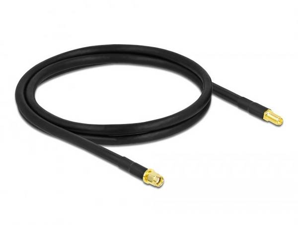 Câble de raccordement Delock antenne WiFi [1x fiche mâle RPSMA - 1x prise RPSMA] 1 m noir
