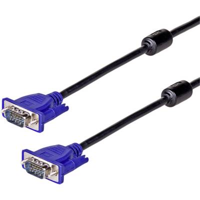Un câble VGA bleu avec deux fiches à ses extrémités, chacune comportant trois rangées de broches, utilisé pour la transmission vidéo entre appareils.