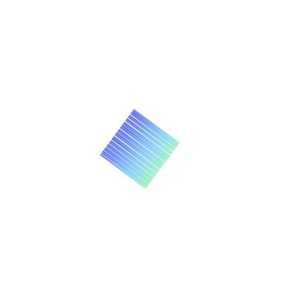 Bloc de rayures répétitif bleu-vert, placé en diagonale sur un fond blanc, motif décoratif.