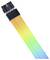 Un câble d'ordinateur multicolore, semblable à un arc-en-ciel, composé de plusieurs fils fins, se terminant par une prise de connexion noire.