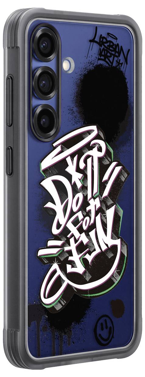 Coque de téléphone bleue avec un design de graffiti artistique ; inscription 'Do It for You' en grandes lettres stylisées.