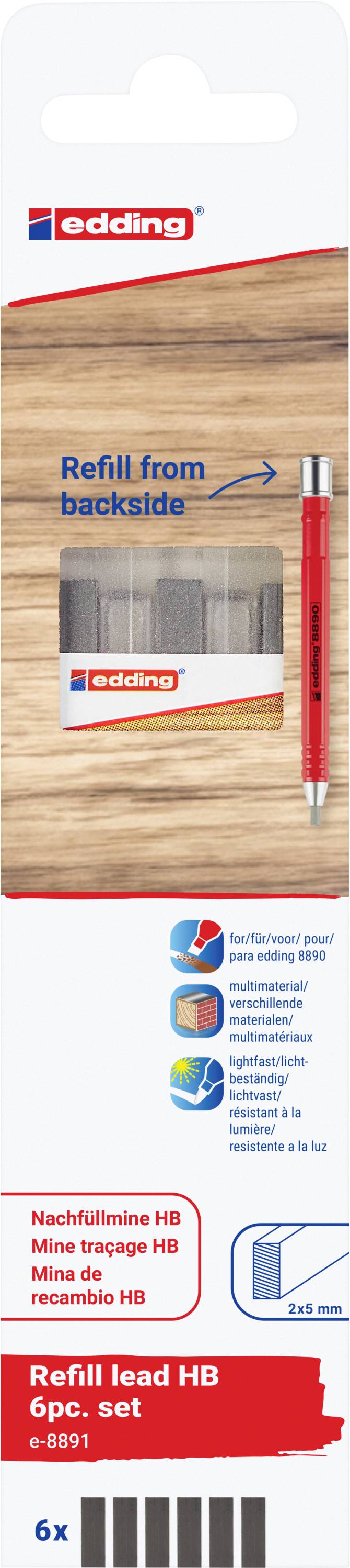 Edding HB Graphit 6er-Blister 4-8891-6-2090 Pointe de rechange noir 1 set