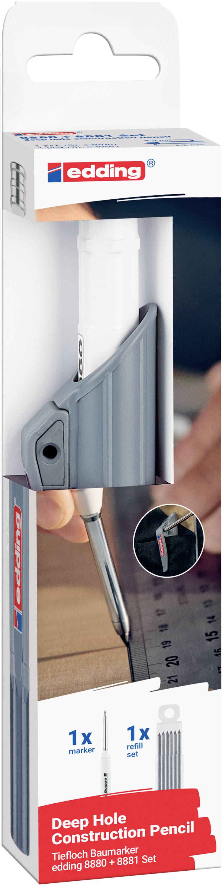 Edding DIY Baumarker Graphit 4-8880-8881 Marqueur de trou profond gris, blanc 1 set