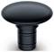 Un bouton de porte rond en métal noir avec une surface brillante, conçu pour une manipulation facile et s'intégrant parfaitement à un intérieur moderne.
