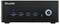 Un mini-PC noir portant l'inscription 'Shuttle', avec quatre ports USB, une prise casque et un bouton marche/arrêt rétroéclairé.