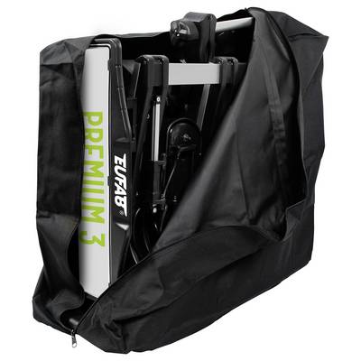 Modèle de trottinette pliable "Premium 3" dans un sac noir, adapté pour un transport et un rangement faciles.