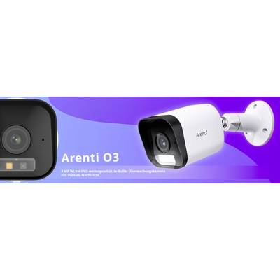 Caméra de surveillance Bullet IP65 Arenti O3 4 MP WLAN avec vision nocturne couleur intégrale