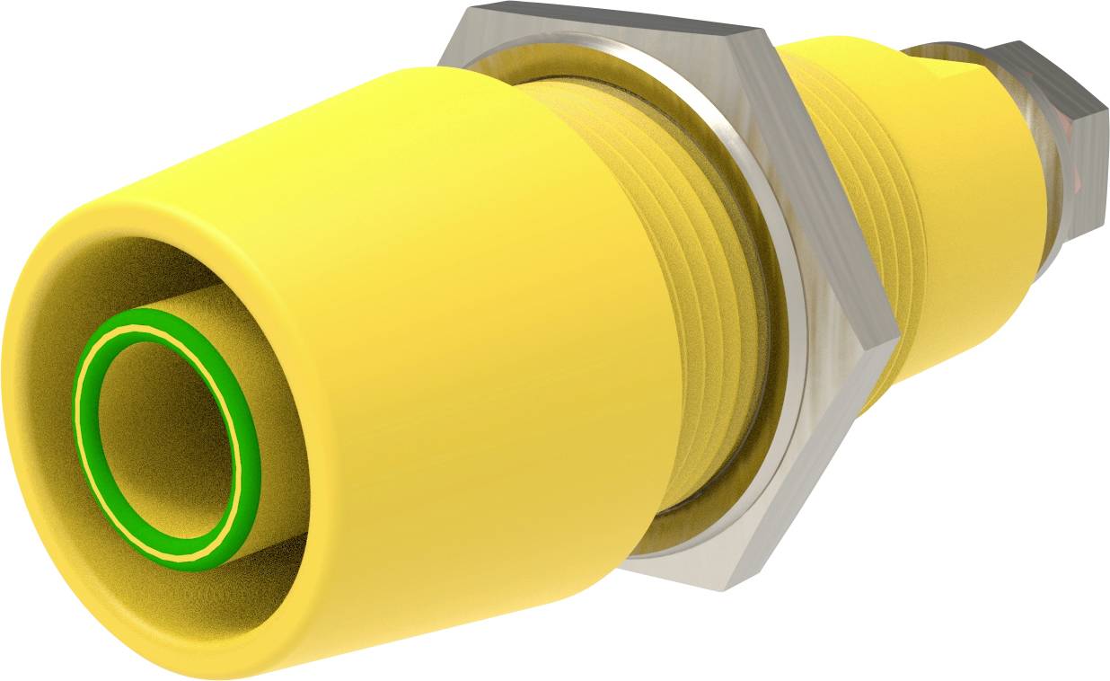 Capteur inductif jaune avec boîtier métallique cylindrique, adapté à la détection d'objets dans des applications industrielles.