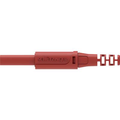 Bouchon de sécurité Schützinger rouge avec fentes de ventilation et nom de marque, utilisé dans des applications électrotechniques.