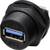 Un connecteur USB noir de forme cylindrique, adapté à l'intégration dans des appareils, avec un revêtement intérieur bleu.