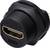 Un connecteur HDMI noir, adapté au montage sur panneau, présente la douille dorée pour la transmission numérique audio et vidéo.